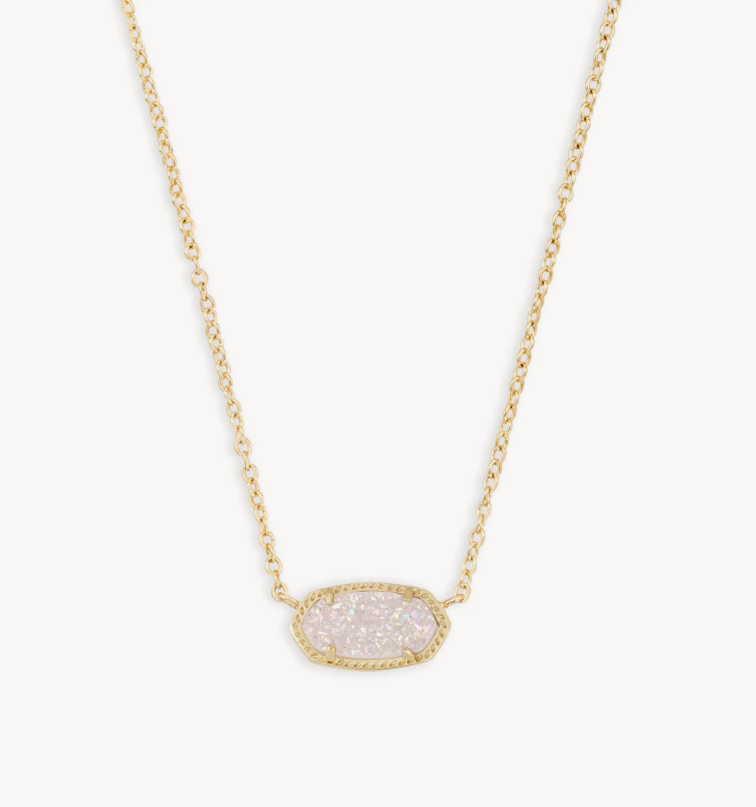 Elisa Pendant Necklace in Gold Iridescent Drusy