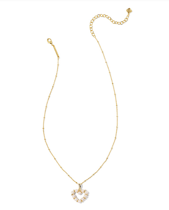 Ashton Heart Pendant Necklace in White Pearl