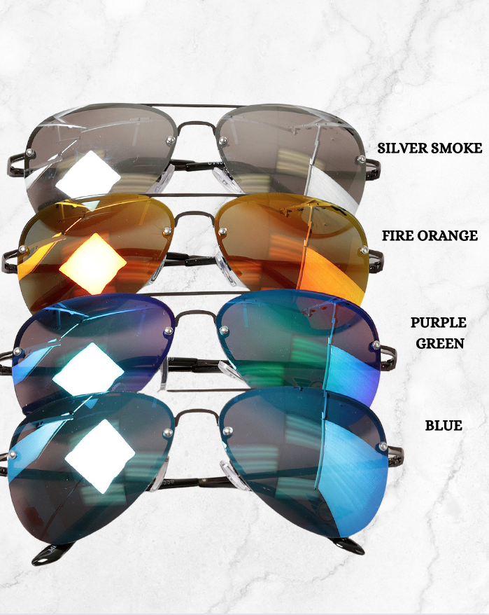 Frameless Mirror Aviator Sunglasses