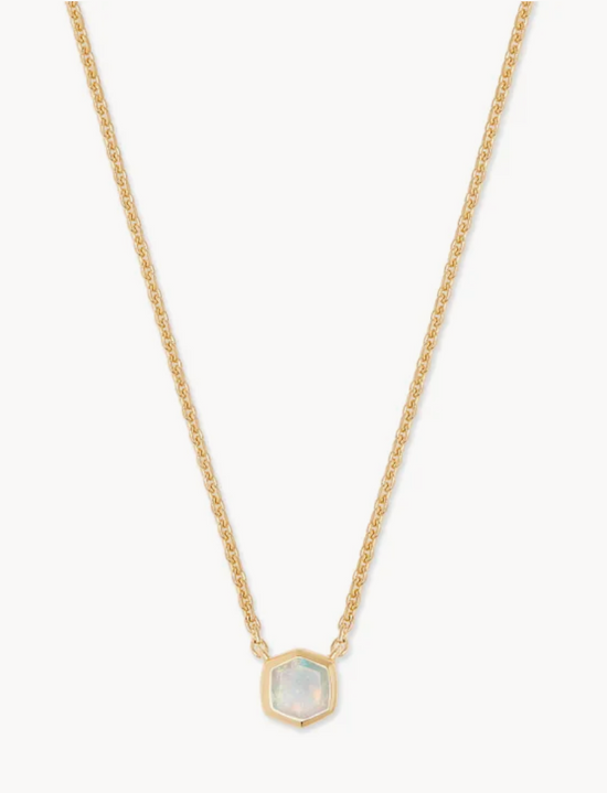 Davie Necklace in 18k Gold Vermeil Necklace in White Opal | October