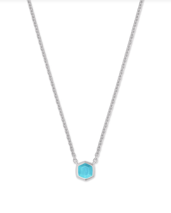 Davie Necklace in Sterling Silver Necklace in Turquoise | December