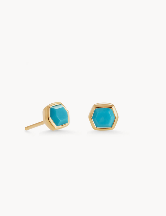 Davie 18k Gold Vermeil Stud Earrings in Turquoise | December