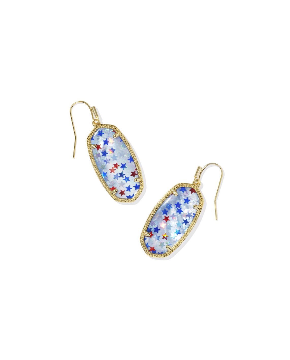 Elle Drop Earrings in Gold Red White Blue Star Illusion