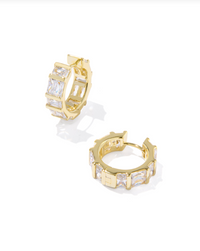 Jamie Huggie Earrings in White CZ