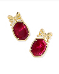 Daphne Bow Drop Earrings in Dark Burgundy Illusion