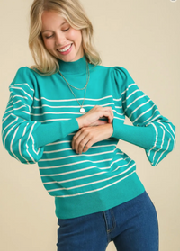 Classic in Teal Stripe Sweater