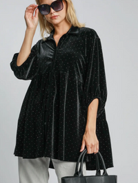 Shimmer Moment Black Velvet Top