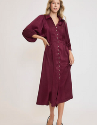 Saving Merlot Satin Midi Dress