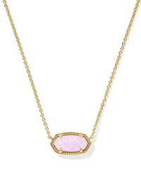 Elisa Gold Blush Pink Kyocera Opal Short Pendant Necklace