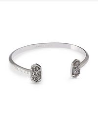 ELTON CUFF BRACELET RHODIUM IN PLATINUM DRUSY