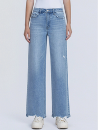 Allure Light Wash Wide Leg Distressed Hem Jeans