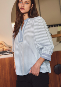 Clear Sky Blue Stripe Blouse Top