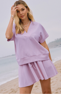 Taste of the Weekend Lilac Scuba Top & Skirt Set