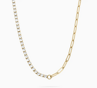 Paperclip Tennis Chain Split Necklace