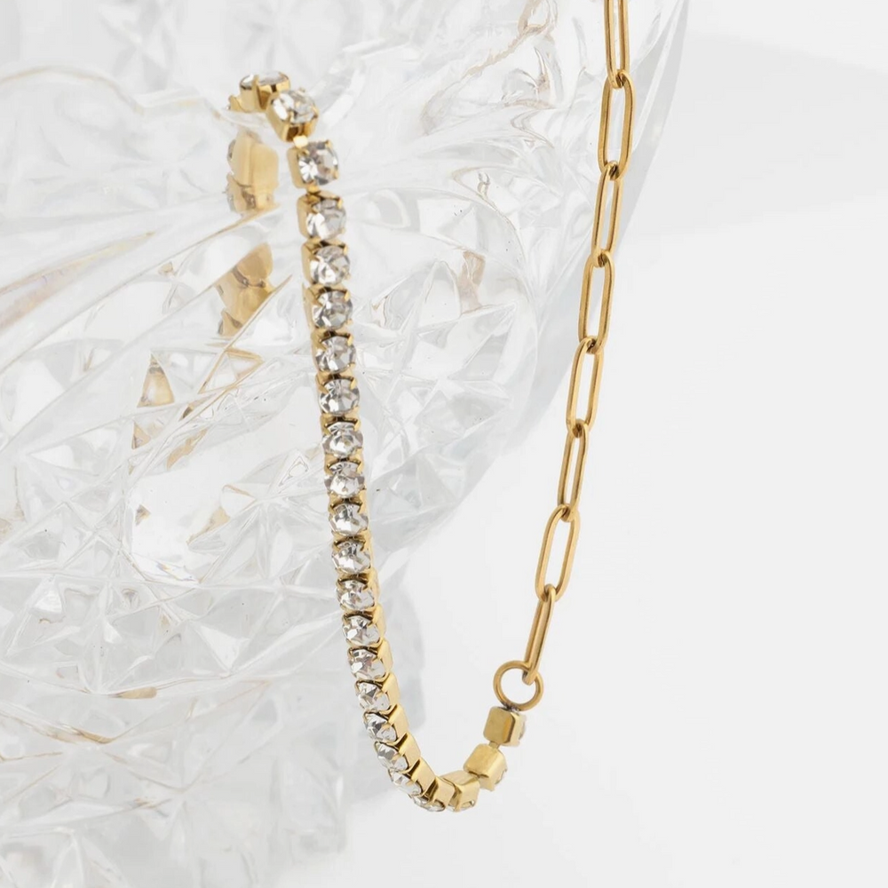 Paperclip Tennis Chain Split Necklace – Daisy Village