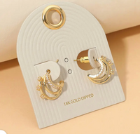 18k Gold Dipped Crystal Accent Split Hoops
