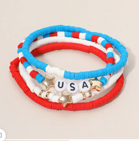 USA Heishi Bracelet Stretch Set