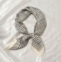 White & Black Stripe Satin Square Scarf