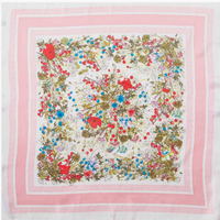 Pink Wildflower Satin Square Scarf