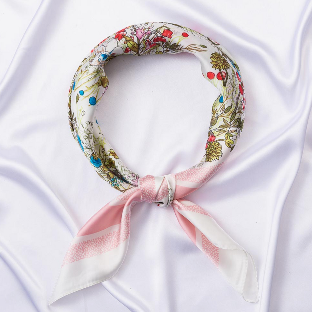 Pink Wildflower Satin Square Scarf – Daisy Village display picture 2