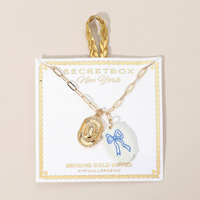 Cowgirl Hat & Ceramic Bow 14k Gold Dipped Charm Necklace