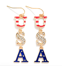 USA Letter Drop Earrings