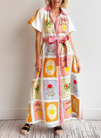 Vacation Dream Patchwork Belted Maxi Dress