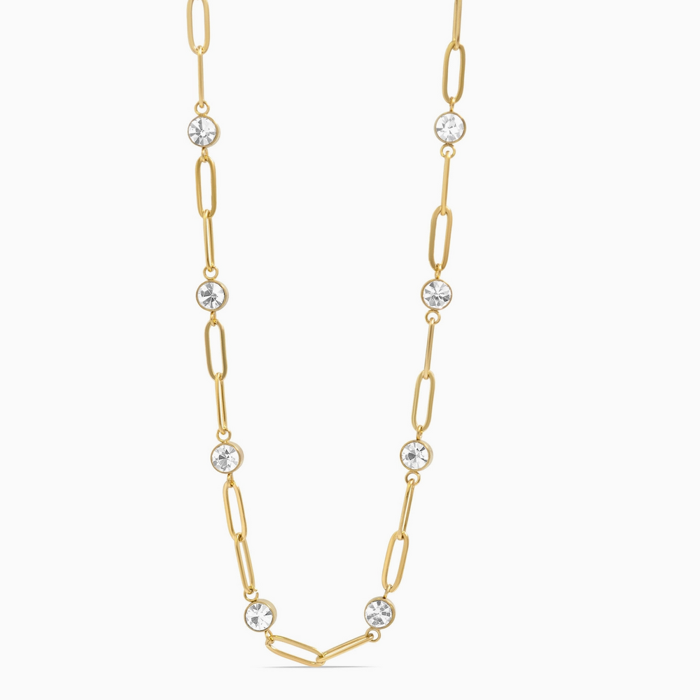 Rhinestone Paperclip Gold Necklace – Daisy Village