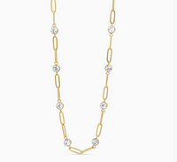 Rhinestone Paperclip Gold Necklace