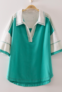 All Season Collared Seafoam Top
