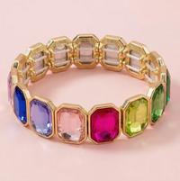 Simone Rainbow Crystal Stretch Bracelet