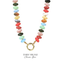 Colorful Marble Gold Dipped Charm Keeper Necklace