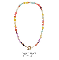 Dainty Rainbow Rondelle Beaded Charm Keeper Necklace