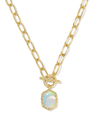 Daphne Link & Chain Necklace in White Opalescent Resin
