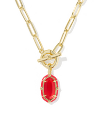 Elisa Enamel Link and Chain Necklace in Red Illusion