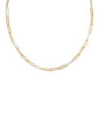 Courtney Enamel Paperclip Link and Chain Necklace in White