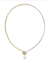 Leighton Convertible Mixed Metal Pearl Chain Necklace