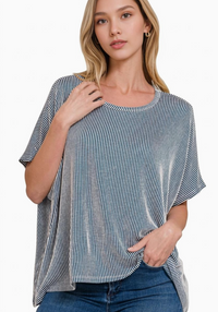 Classic Fav Oversized Ribbed Top in Teal