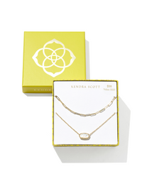 Elisa and Courtney Necklace Gift Set in Gold Ivory Mother of Pearl