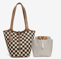 Stella Checkered Bucket Tote Bag