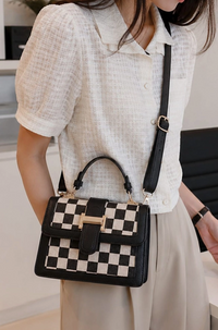 Nora Checkered Buckle Crossbody Bag