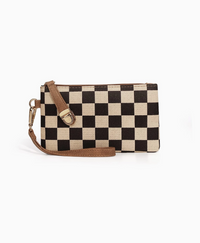 Ivy Checkered Zip Wristlet