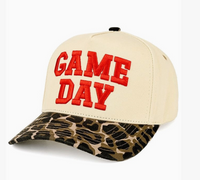 Game Day Embroidered Two Tone Leopard Trucker Hat