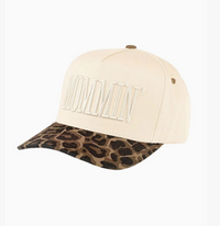 Mommin Embroidered Two Tone Leopard Trucker Hat