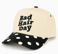 Bad Hair Day Embroidered Two Tone Polka Dot Trucker Hat