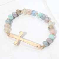 Hammered Cross Pastel Stretch Bracelet