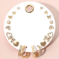 Bow & Heart 10 Pair Earring Set