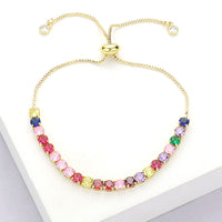 Rainbow Tennis Pull Tie Bracelet