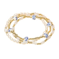 Floral Ceramic Pearl Beaded Stretch Bracelet Set