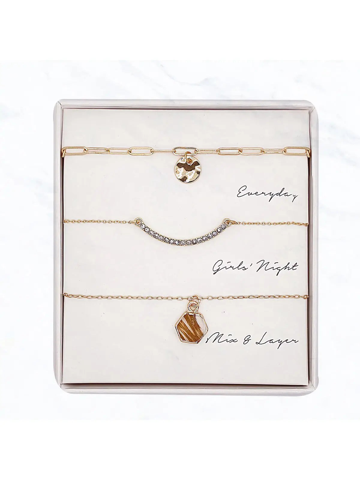 Hexagon Crystal Necklace Gift Set